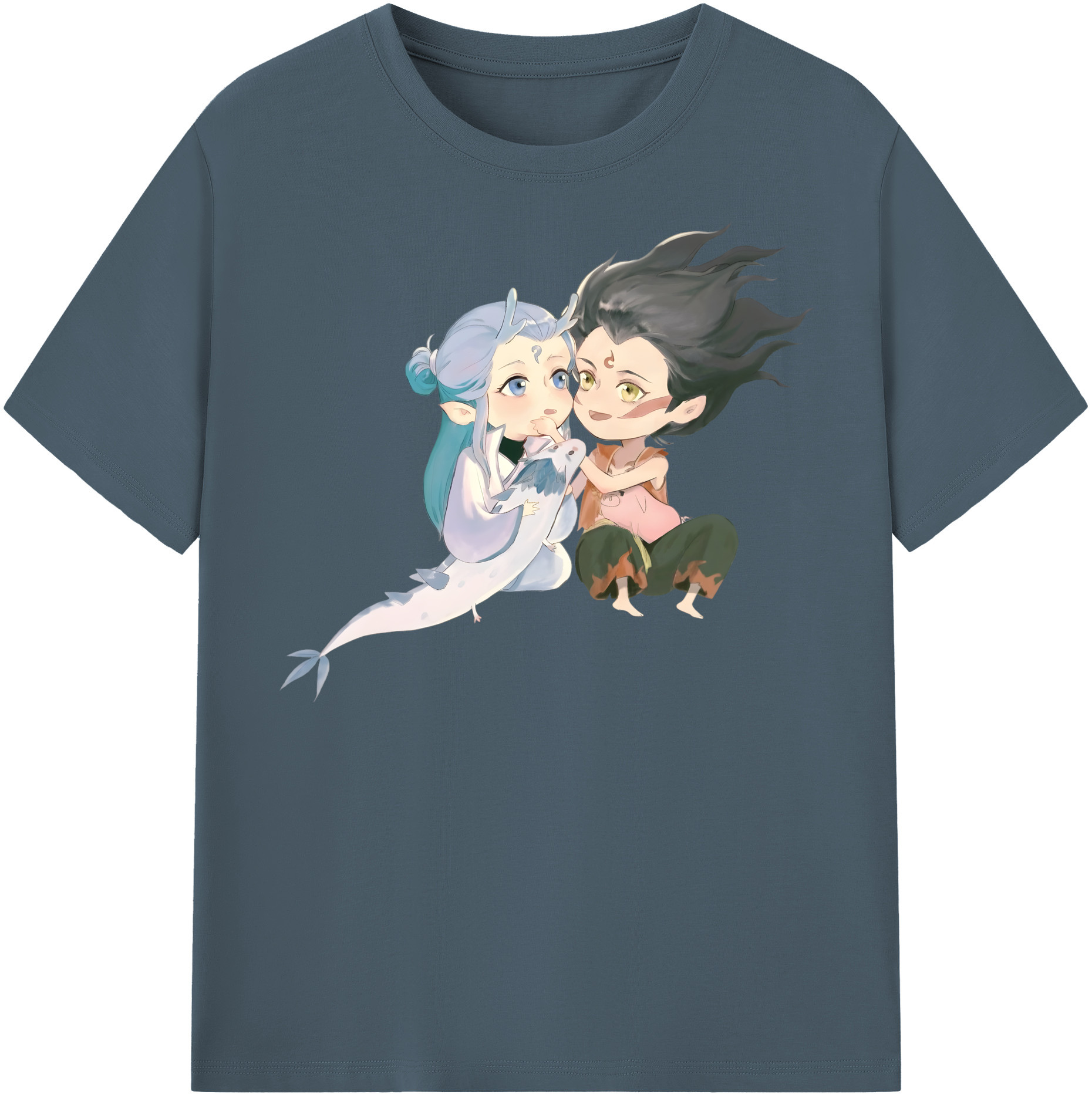 （画像用） Ne Zha 2 ナタ 魔童の大暴れ 綿100％半袖Tシャツ（フロントプリント）